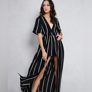 Haute Monde Medium Black/White Stripe Romper